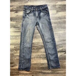 Flypaper Pocket Zip-Fly Blue Jeans Silver Haze Belt Boys Size 16